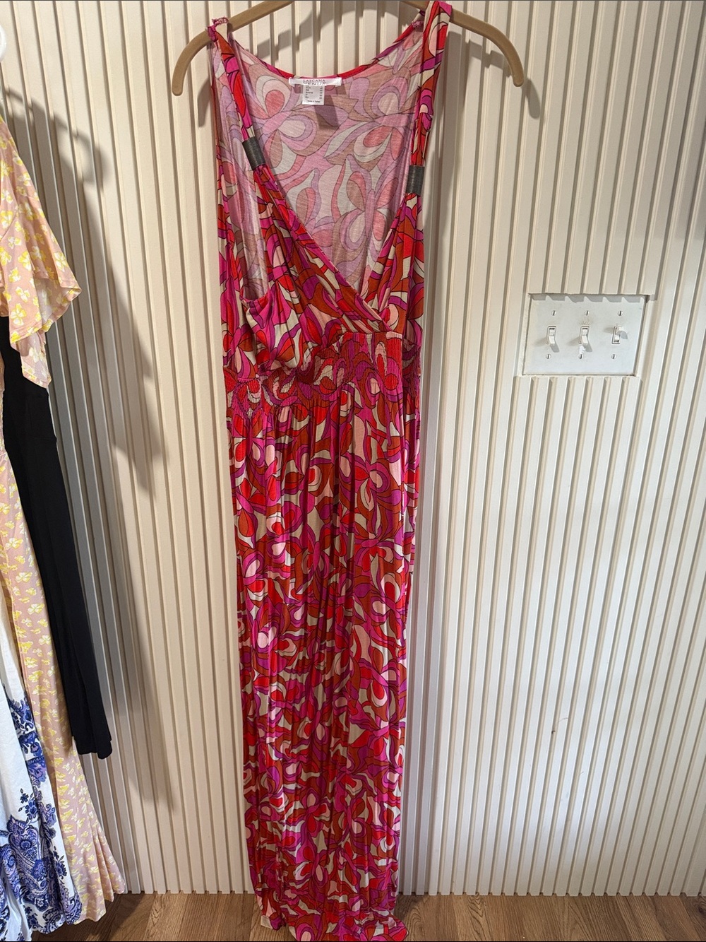 VENUS Pink and Red Sleeveless Wrap Maxi Dress